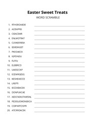 Easter Sweet Treats word scramble puzzle