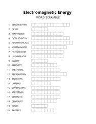 Electromagnetic Energy word scramble puzzle