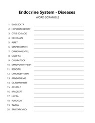 Endocrine System - Diseases word scramble puzzle
