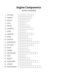 Engine Components word scramble puzzle