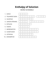 Enthalpy of Solution word scramble puzzle