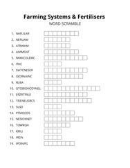 Farming Systems & Fertilisers word scramble puzzle