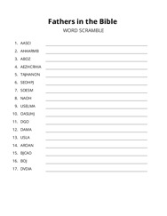 Fathers in the Bible word scramble puzzle