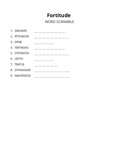 Fortitude Word Scramble Puzzle