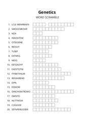 Genetics word scramble puzzle