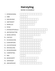 Hairstyling word scramble puzzle