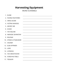 Harvesting Equipment word scramble puzzle