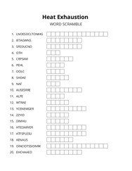 Heat Exhaustion word scramble puzzle