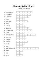 Housing & Furniture word scramble puzzle