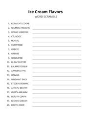 Ice Cream Flavors word scramble puzzle