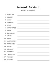 Leonardo Da Vinci word scramble puzzle