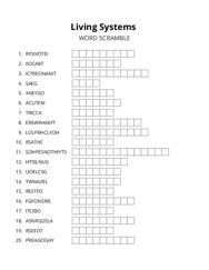 Living Systems word scramble puzzle