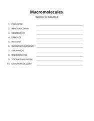Macromolecules word scramble puzzle