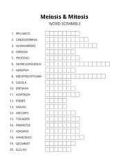 Meiosis & Mitosis word scramble puzzle