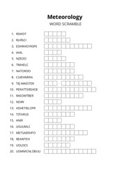 Meteorology word scramble puzzle
