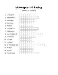 Motorsports & Racing word scramble puzzle