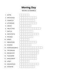 Moving Day word scramble puzzle
