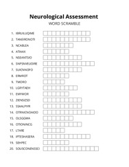 Neurological Assessment word scramble puzzle