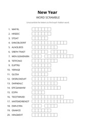 New Year word scramble puzzle