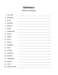 Ochestra word scramble puzzle