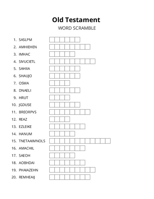 Old Testament Word Scramble Puzzle