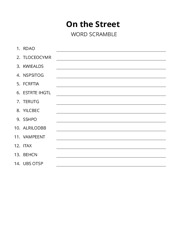 On the Street word scramble puzzle
