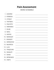 Pain Assessment word scramble puzzle