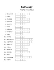 Pathology word scramble puzzle