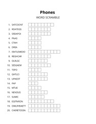 Phones word scramble puzzle