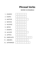 Phrasal Verbs word scramble puzzle