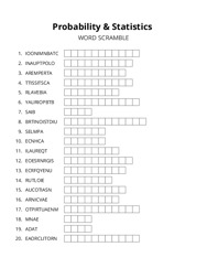 Probability & Statistics word scramble puzzle