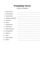 Probability Terms word scramble puzzle