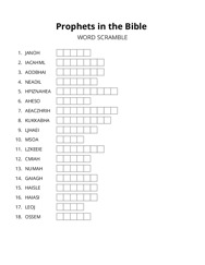 Prophets in the Bible word scramble puzzle