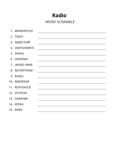 Radio Word Scramble Puzzle