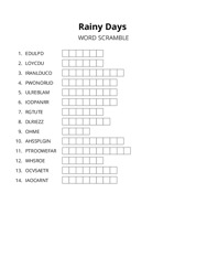 Rainy Days word scramble puzzle