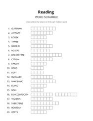 Reading word scramble puzzle
