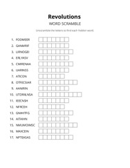 Revolutions word scramble puzzle