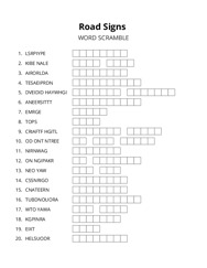 Road Signs word scramble puzzle