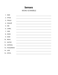 Senses word scramble puzzle