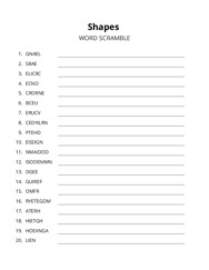 Shapes word scramble puzzle