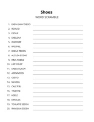Shoes word scramble puzzle