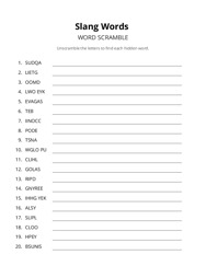 Slang Words word scramble puzzle
