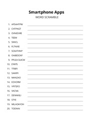 Smartphone Apps word scramble puzzle