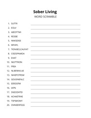 Sober Living word scramble puzzle