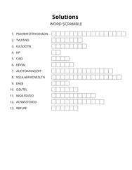 Solutions word scramble puzzle