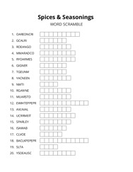 Spices & Seasonings word scramble puzzle