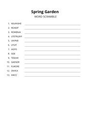 Spring Garden word scramble puzzle