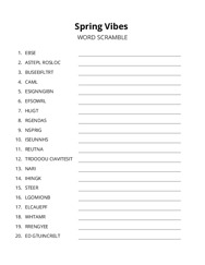 Spring Vibes word scramble puzzle