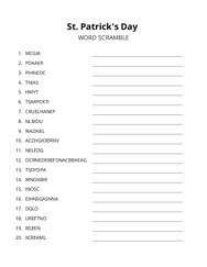 St. Patricks Day word scramble puzzle