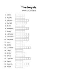 The Gospels word scramble puzzle